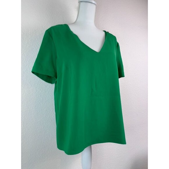 Amanda Uprichard women's‎ large kelly green Julep Melissa v-neck studded blouse - Picture 2 of 8